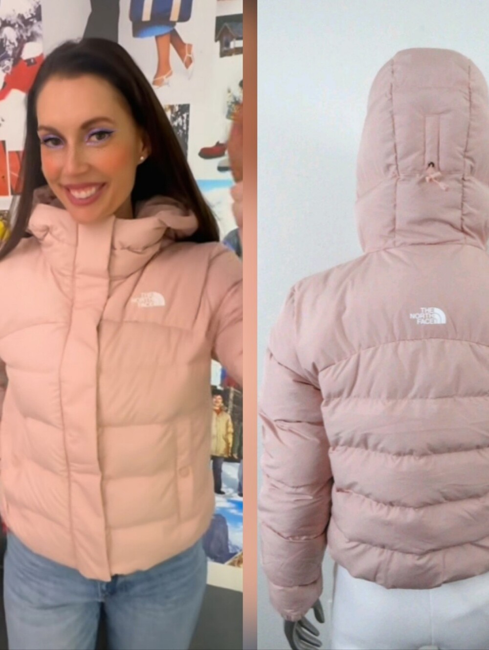 NWT The North Face Light Pink Moss Hooded Baltic Down Puffer Jacket Coat Sz XL - Picture 4 of 14